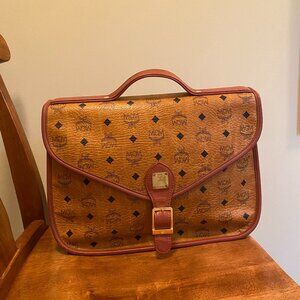 Authentic MCM vintage cognac leather briefcase/bag